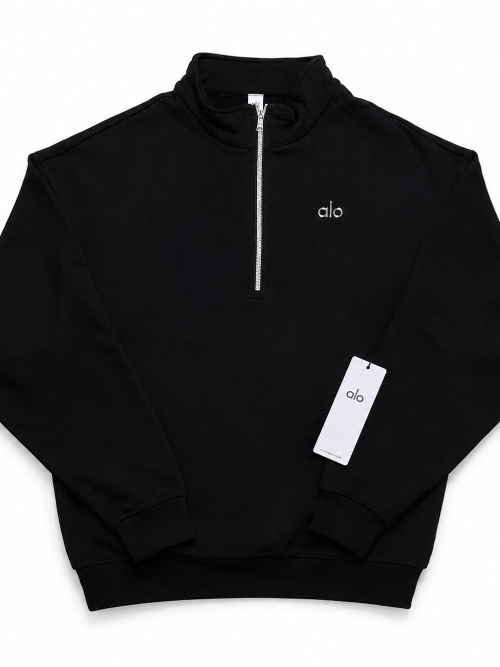 Alo Black Quarter-Zip Pullover Sweatshirt